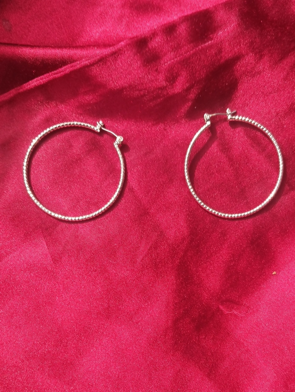 Silver Twisted Hoop Earrings - Women's Jewelry